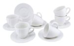 طقم فناجين شاي وصحن من البورسلين الأبيض (12 قطعة)