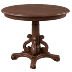 طاولة قهوة خشبية مستديرة بقاعدة مزخرفة